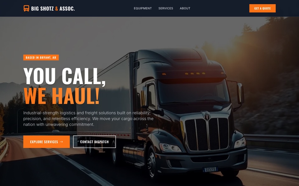 BigShotz Trucking & Logistics website homepage