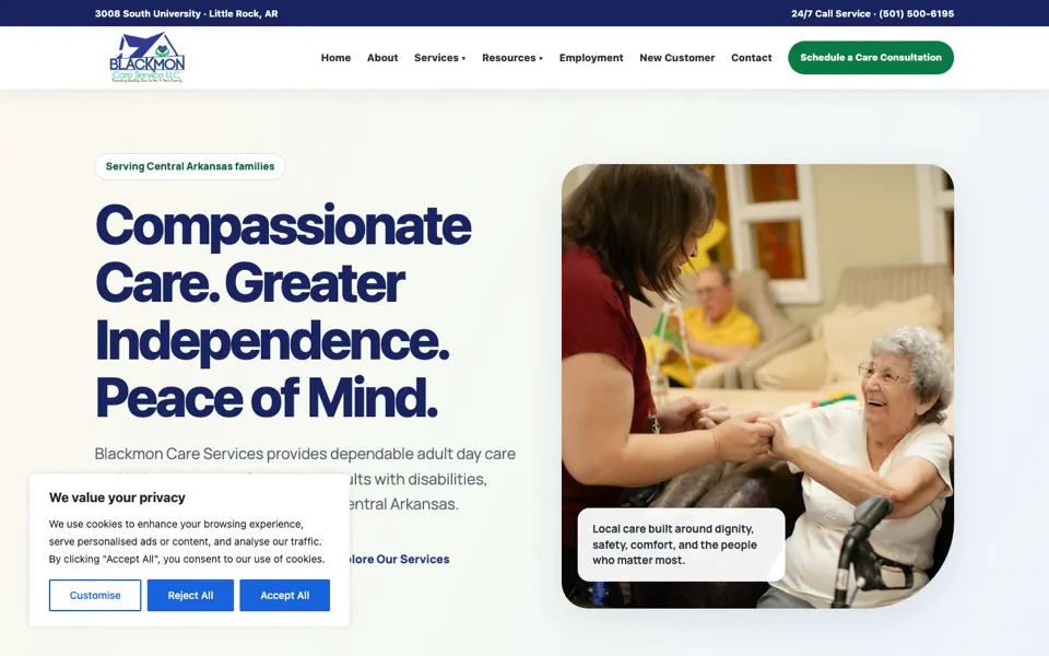 Blackmon Care Services website homepage